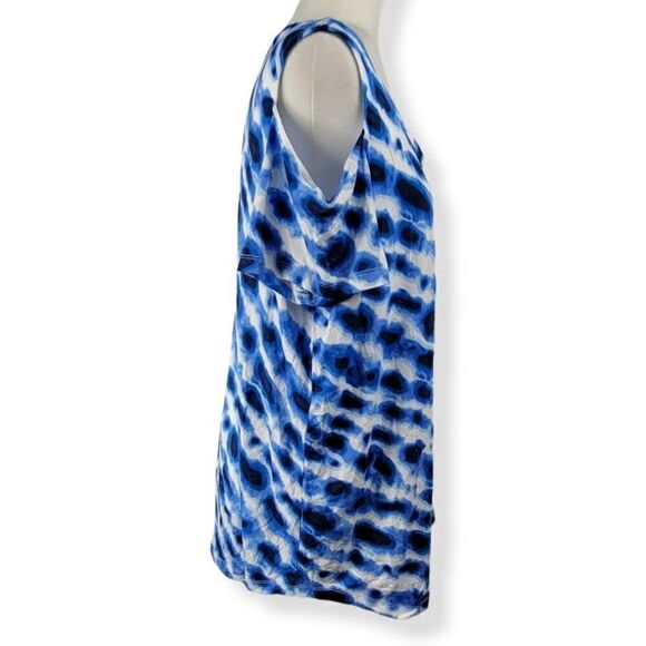 JM Collection Underwater print Cold Shoulder Top 1X - Picture 2 of 3